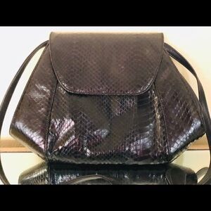 Vintage Aspects Shoulder Bag Black Snakeskin Small